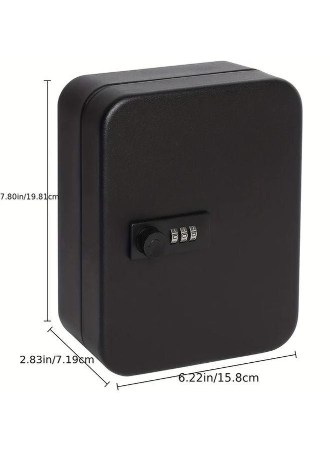 Black Wall Mounted Key Cabinet with Combination Lock and 20 Hooks - Image 3